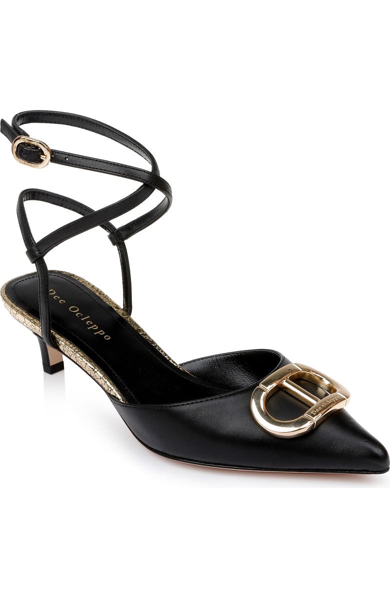 Dee Ocleppo Paige Ankle Strap Pointed Toe Kitten Heel Pump, Main, color,