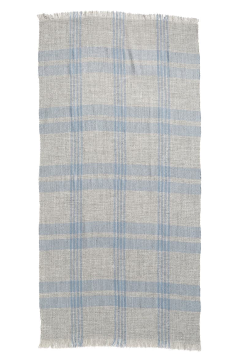 Heathered Plaid Scarf, Alternate, color, GREY/ BLUE