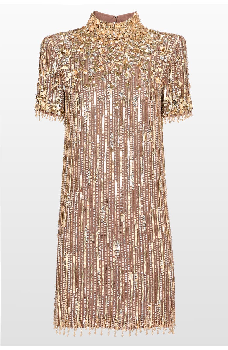 Jenny Packham Snapdragon Sequin-Embellished Mini Dress, Main, color, Owlet