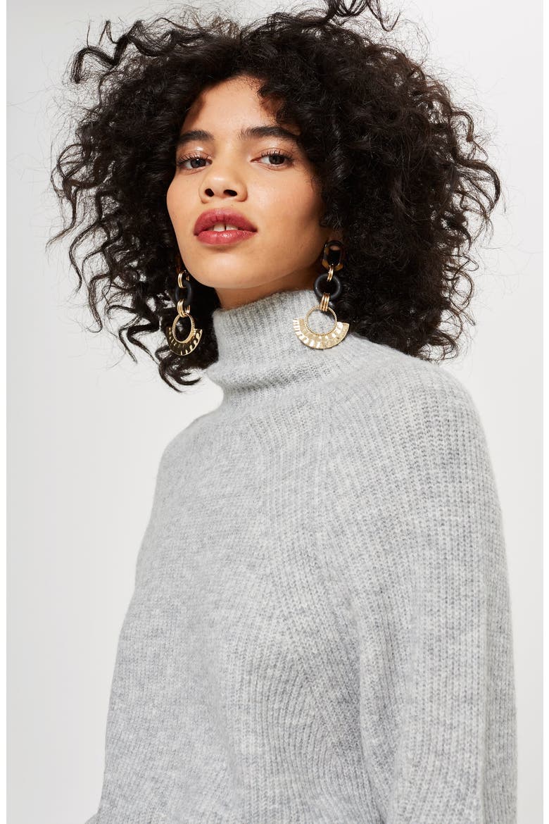 Raglan Turtleneck Neck Sweater, Alternate, color, GREY MARL
