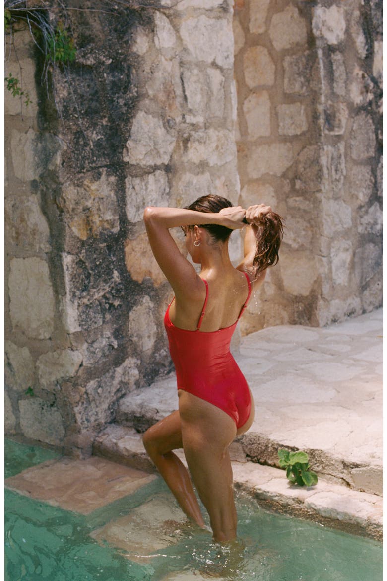 Jenna One-Piece Swimsuit, Alternate, color, RUBY RED