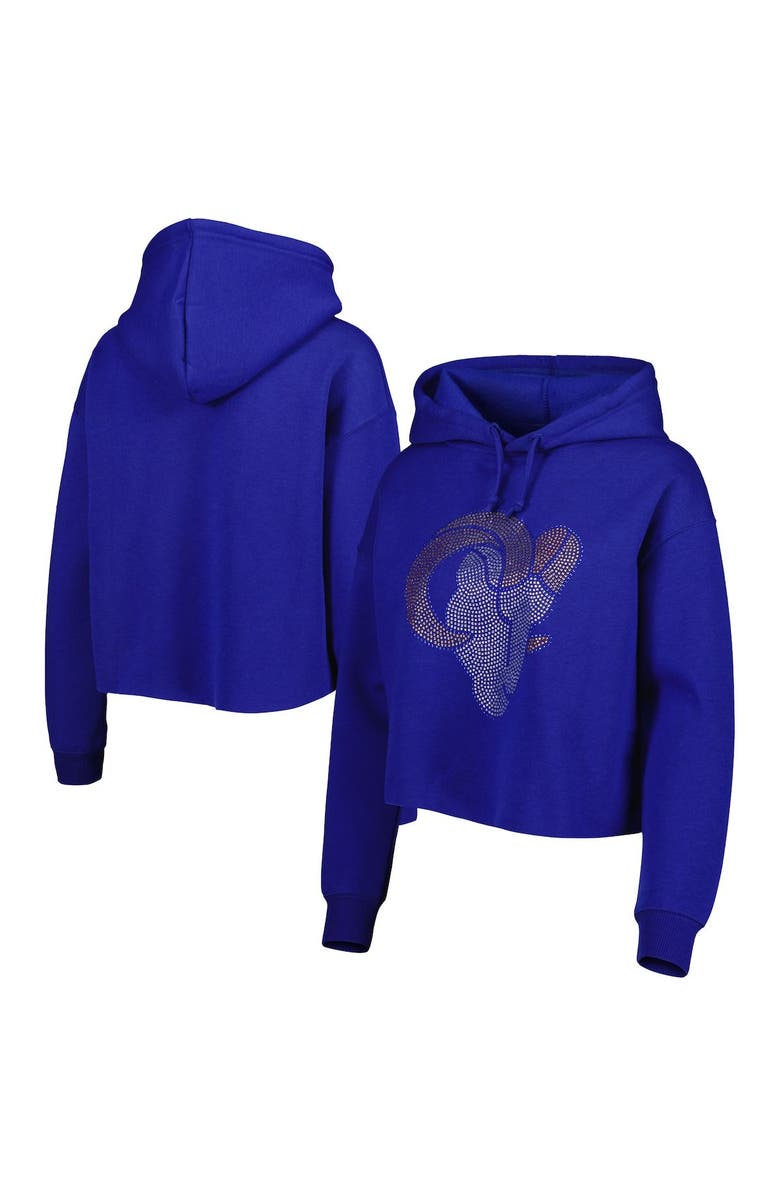 CUCE Women's Cuce Royal Los Angeles Rams Crystal Logo Cropped Pullover Hoodie, Main, color, Royal