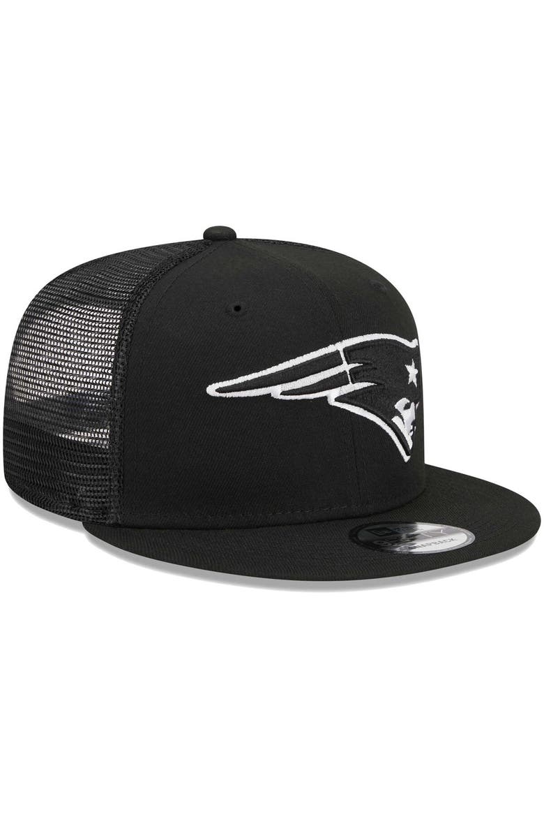 Men's New Era Black New England Patriots  Main Trucker 9FIFTY Snapback Hat, Alternate, color, Black