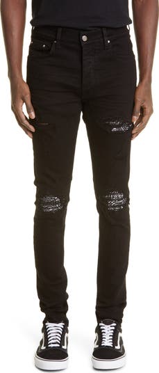 Men's MX1 Bandana Ripped Patch Skinny Jeans