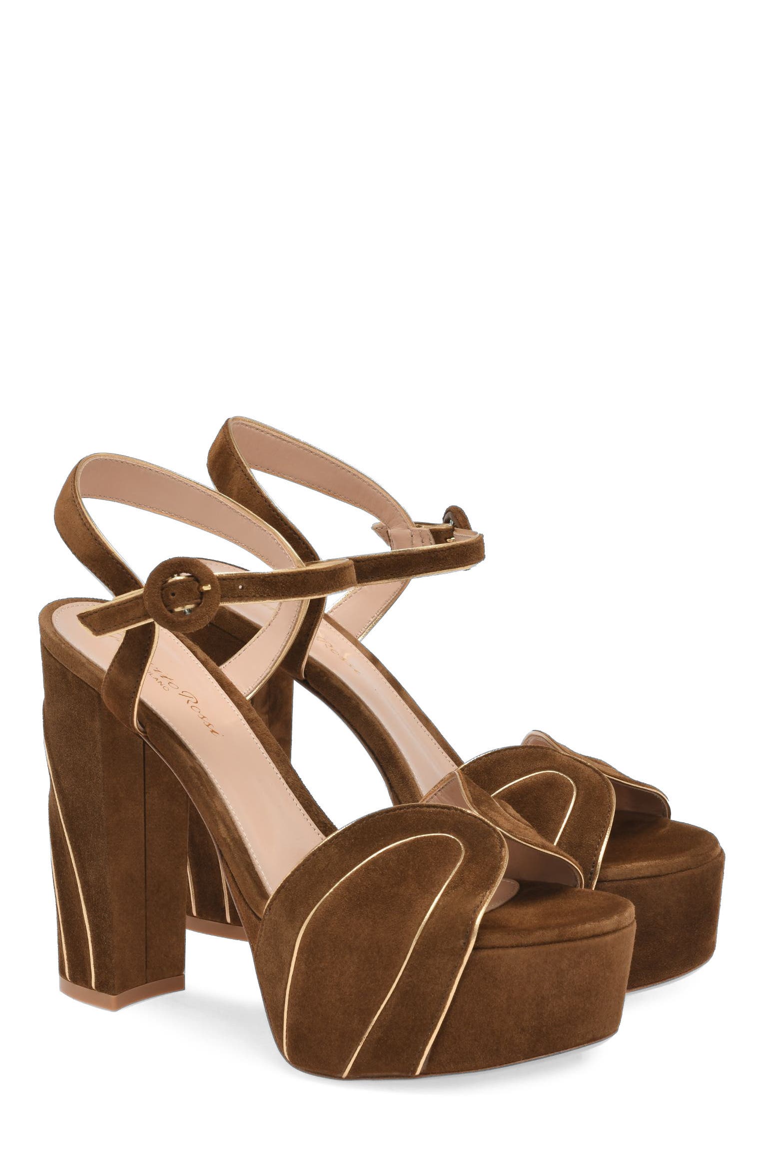 Gianvito Rossi Tamara Sandal, Alternate, color, Brown Suede And Nappa