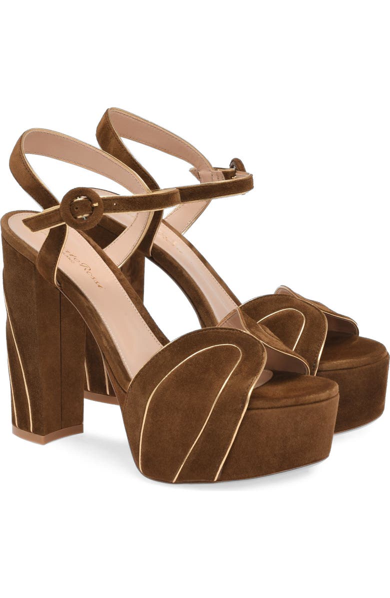 Gianvito Rossi Tamara Sandal, Alternate, color, Brown Suede And Nappa