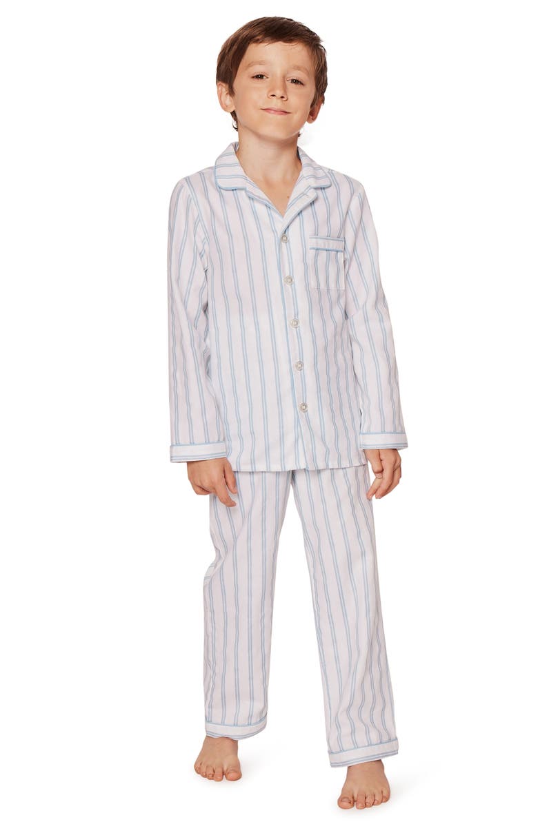 Petite Plume Kids' Blue Stripe Two-Piece Pajamas, Alternate, color, White