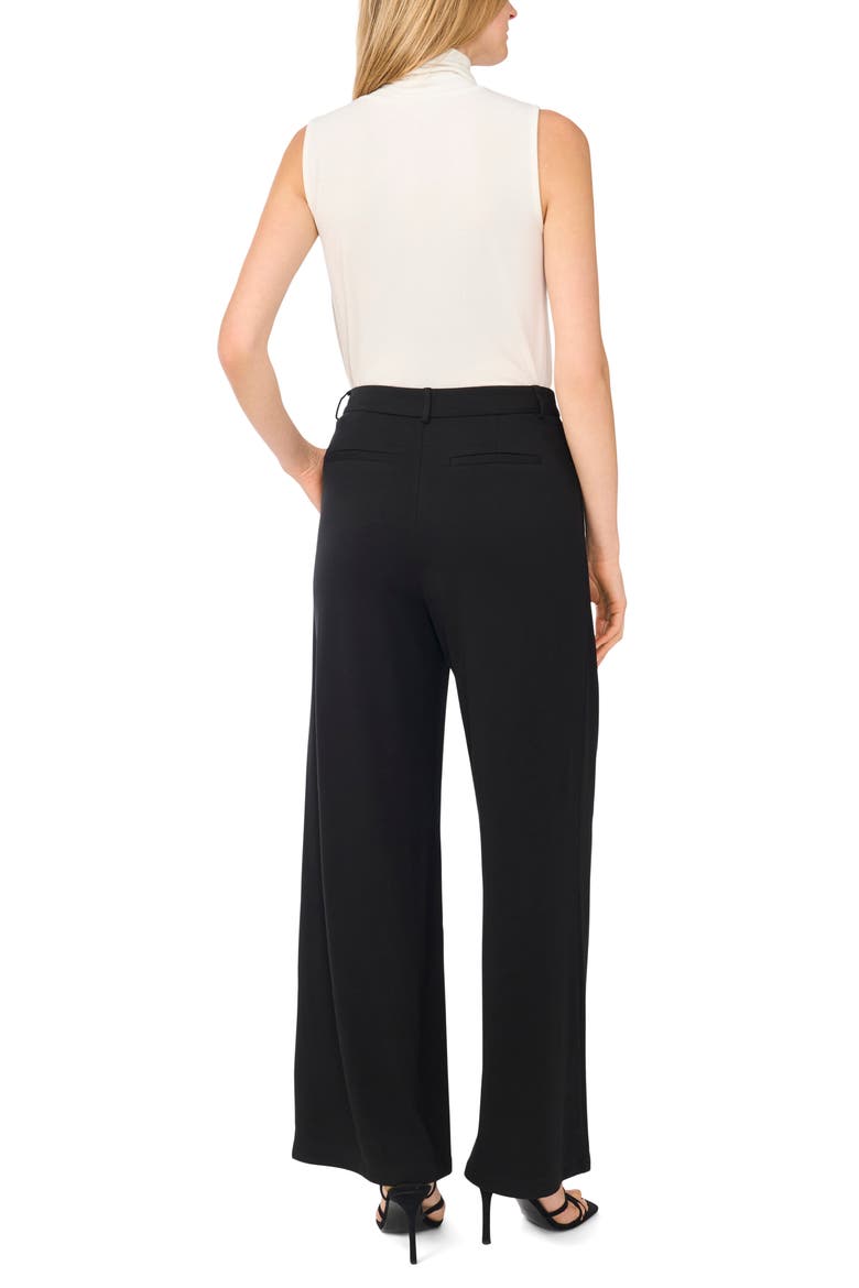 Pleated Wide Leg Ponte Pants, Alternate, color, RICH BLACK