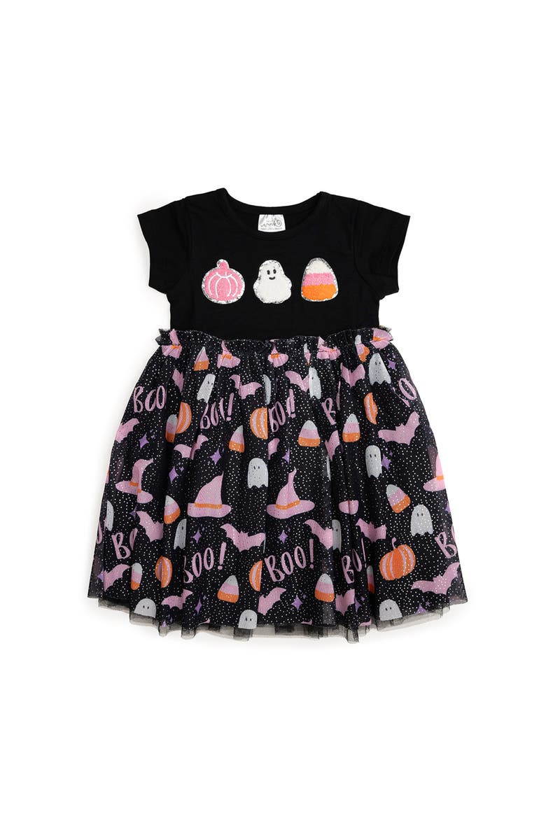 Sweet Wink Boo Halloween Short Sleeve Tutu Dress, Main, color, 
