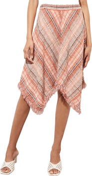 Ming Wang Tweed Handkerchief Hem Knit Skirt