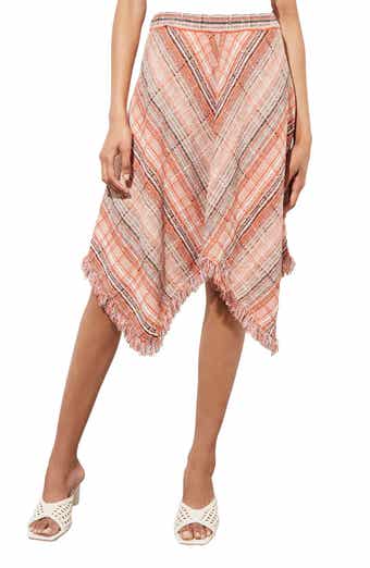 Ming Wang Tweed Handkerchief Hem Knit Skirt