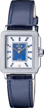 GV2 GEVRIL Women's Padova Gemstone Diamond Leather Strap Watch, 27mm x 30mm - 0.0116 ctw