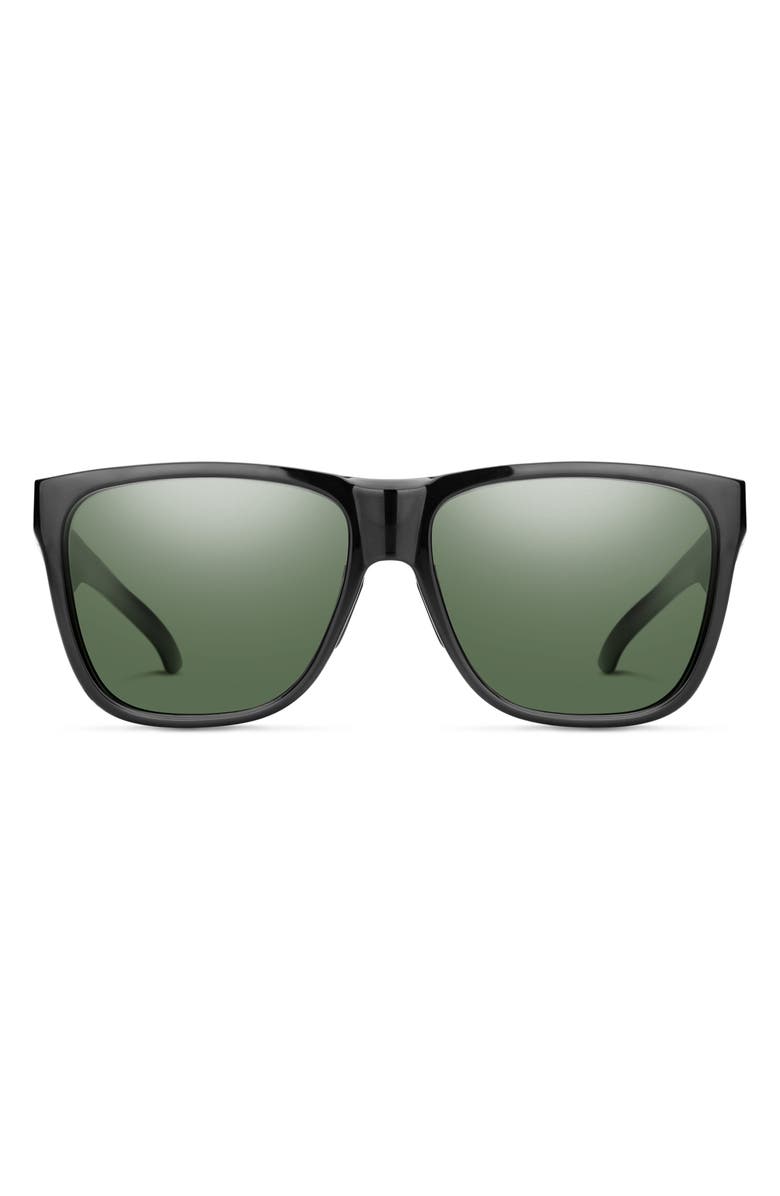 Smith Lowdown XL 2 60mm ChromaPop<sup>™</sup> Polarized Square Sunglasses, Main, color, Black / Chromapop Gray Green