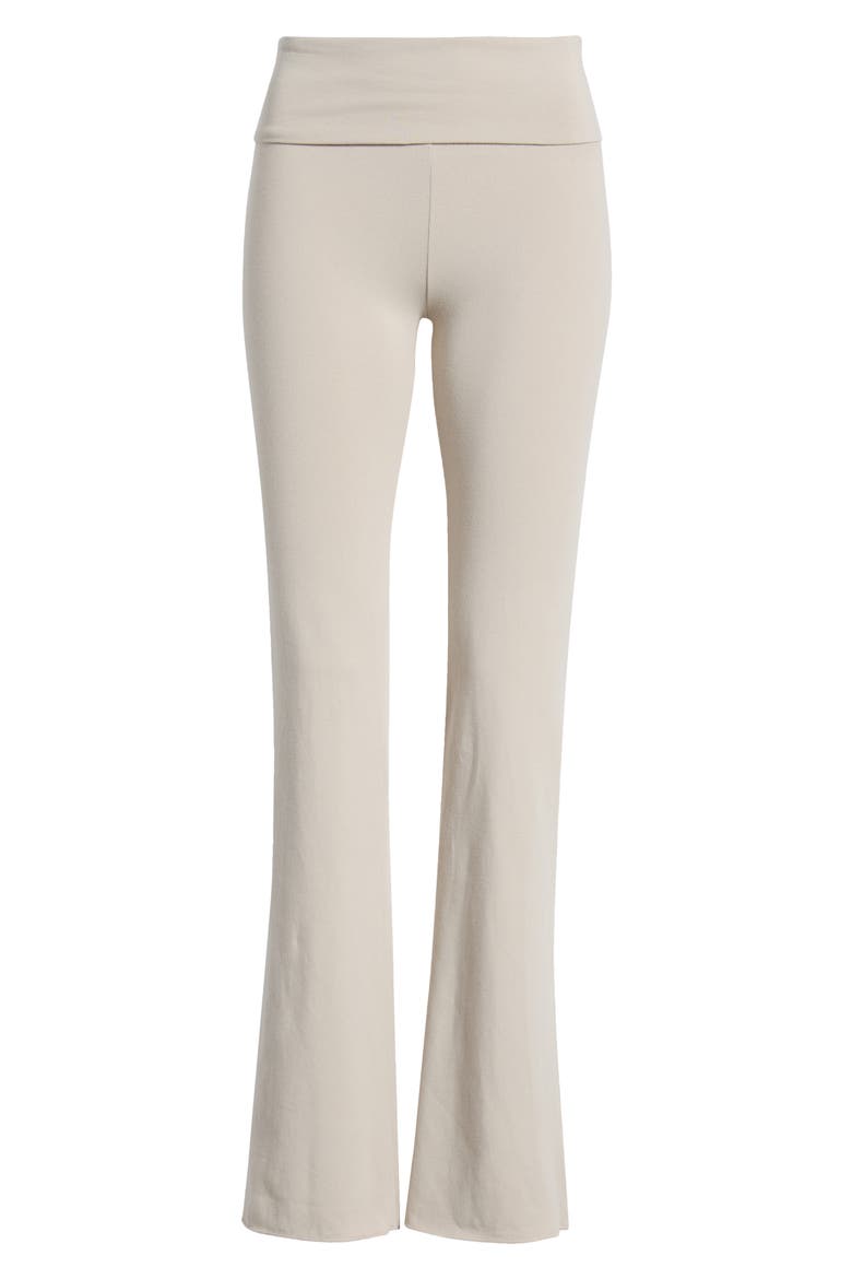 Stretch Cotton Jersey Foldover Pants, Alternate, color, STONE