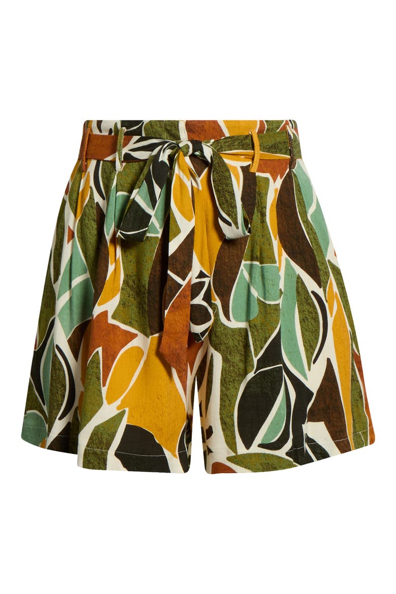 Renia Tropical Wave High Waist Shorts, Alternate, color, BROWN-ORANGE