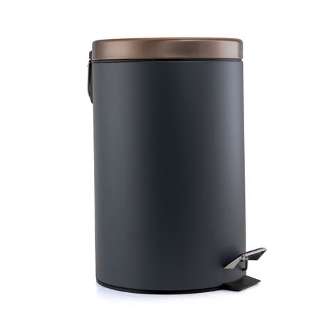 1.5 Gallon Stylish Grey and Copper Soft Pedal Office, Kitchen and Bathroom Trash Bin