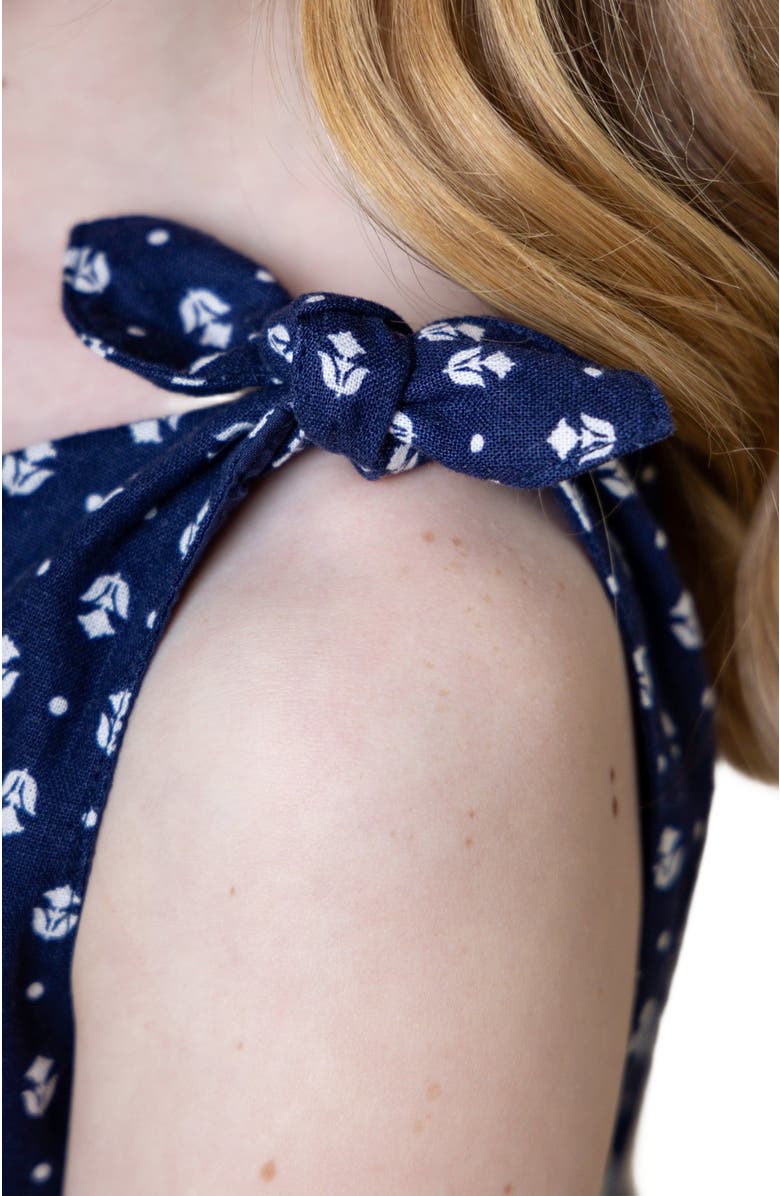 Hope & Henry Girls' Sleeveless Bow Shoulder Swing Dress in Linen, Kids, Alternate, color, 