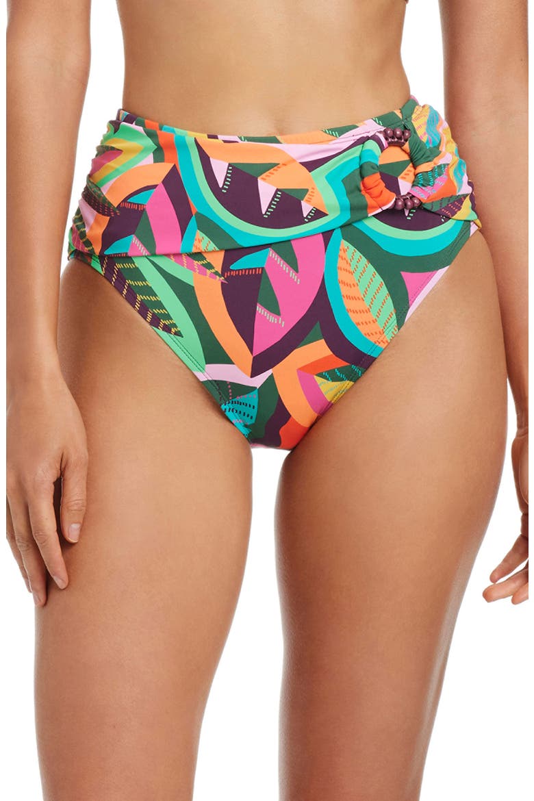 Tropical Print High Waist Bikini Bottoms, Main, color, MULTI