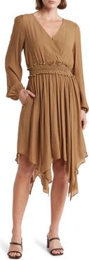 WISHLIST Long Sleeve Handkerchief Hem Dress