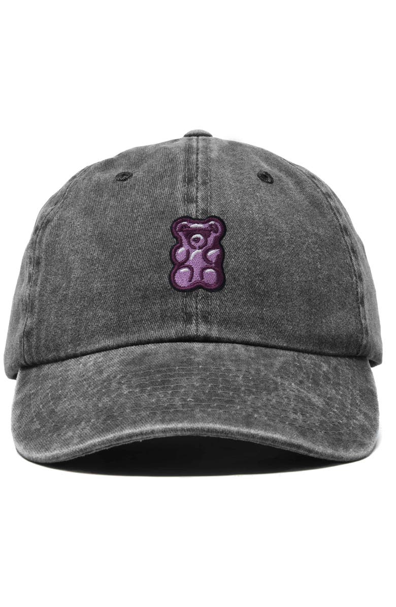 Dalix Purple Gummy Embroidered Cap, Main, color, Washed Black