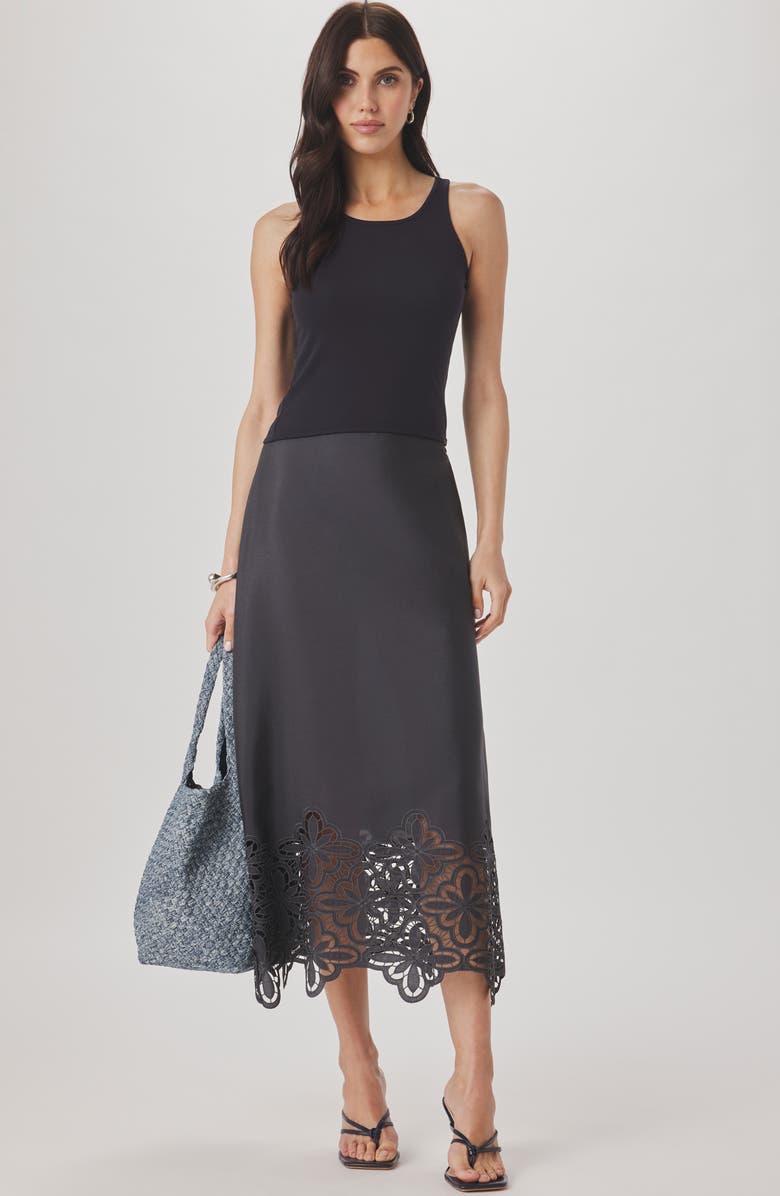 Splendid Pia Pinwheel Eyelet Midi Skirt, Alternate, color, Lead Grey