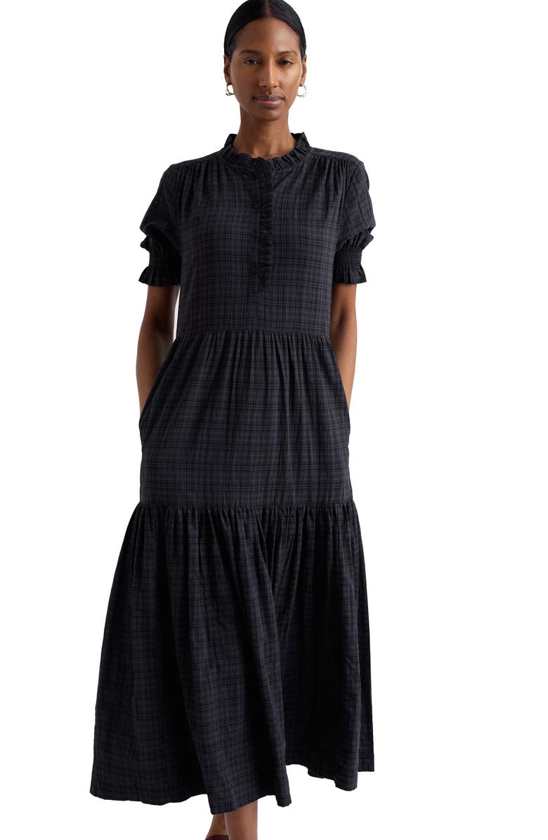 Seasalt Cornwall Feather Star Puff Sleeve Tiered Organic Cotton Blend Dress, Alternate, color, 
