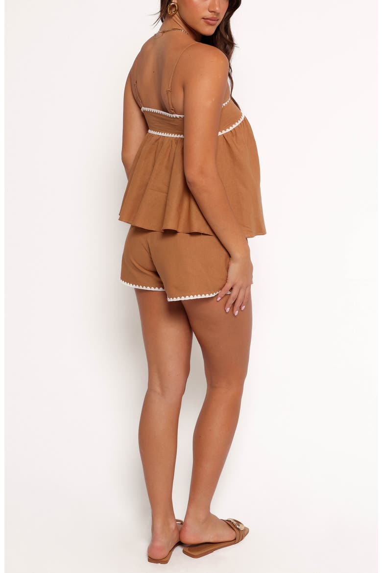 Lila Rickrack Cotton Camisole & Shorts Set, Alternate, color, TAN WHITE