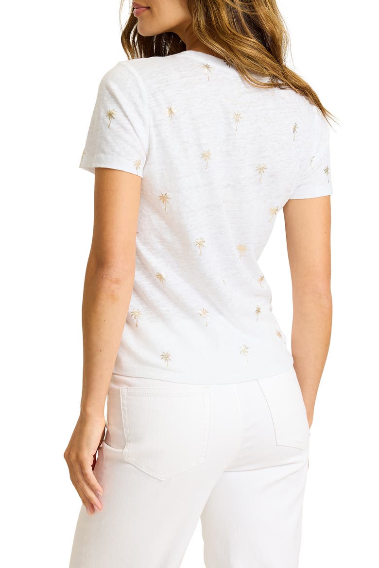 Linnea Coastal Fronds Linen Shirt, Alternate, color, WHITE
