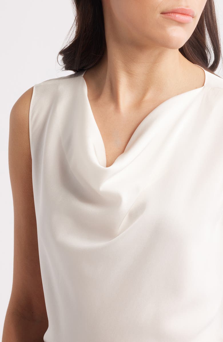 BOSS Belidina Drape Neck Sleeveless Stretch Silk Top, Alternate, color, 