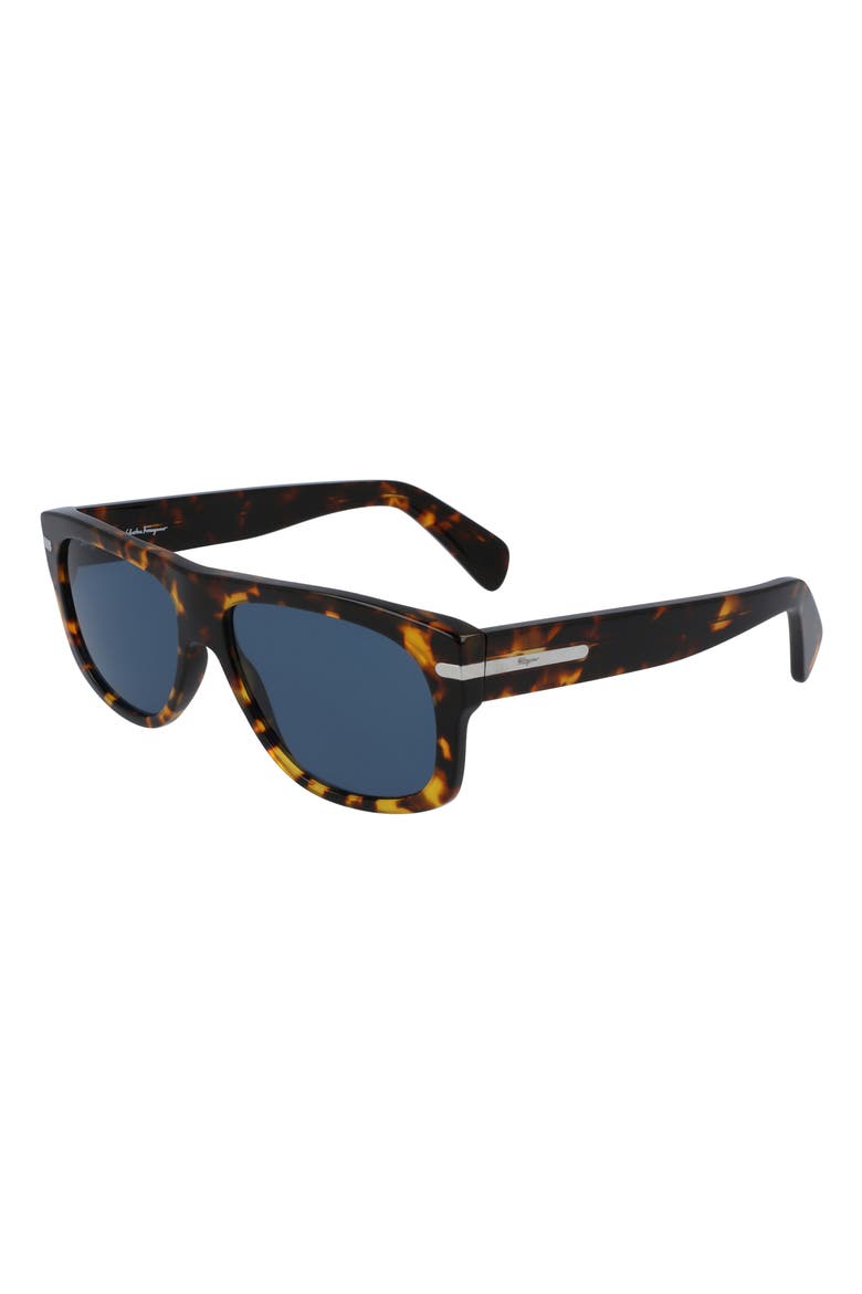58mm Rectangular Sunglasses, Alternate, color, DARK TORTOISE/ BLUE