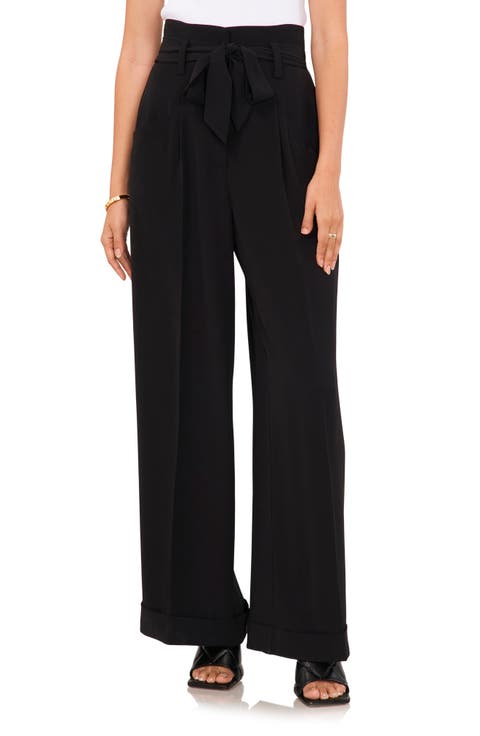 Tie Waist Wide Leg Trousers