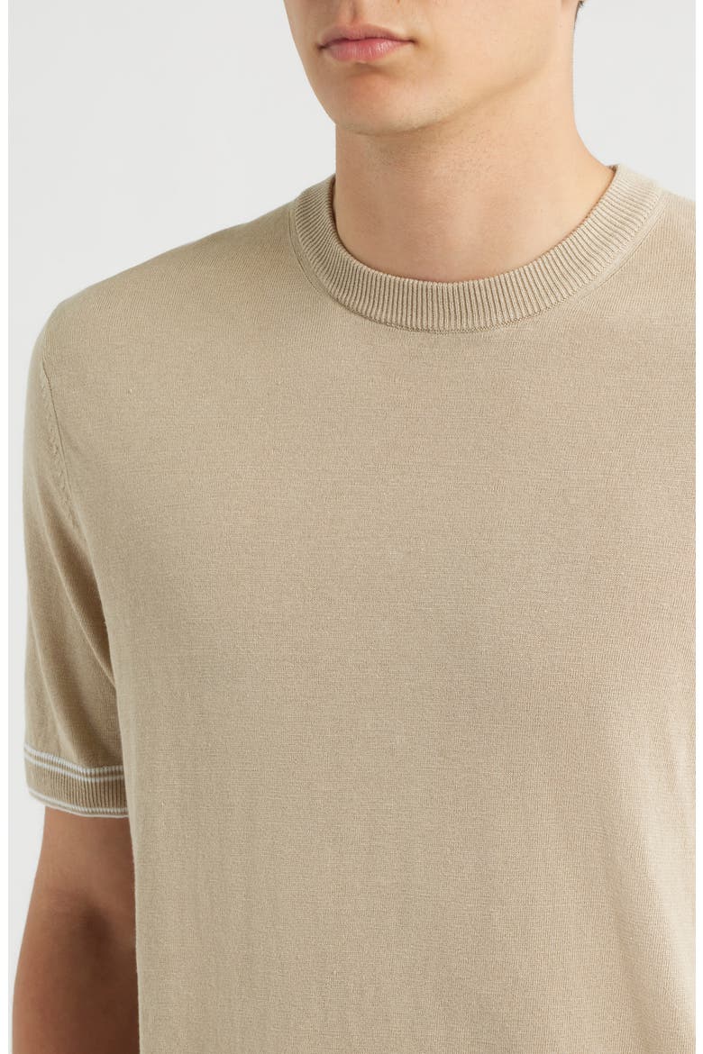 Norberto Linen Blend Short Sleeve Sweater, Alternate, color, OPEN BEIGE
