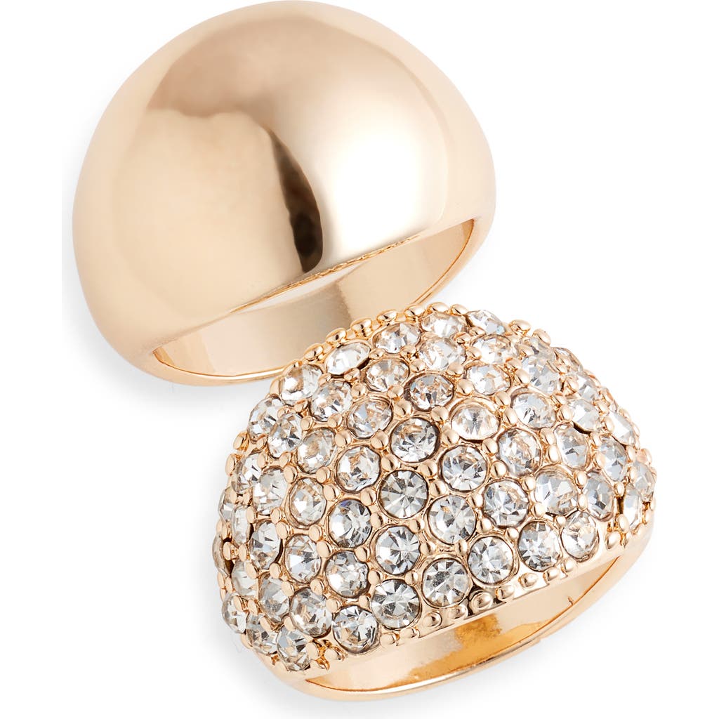 Open Edit Set Of 2 Domed Rings In Clear- Gold