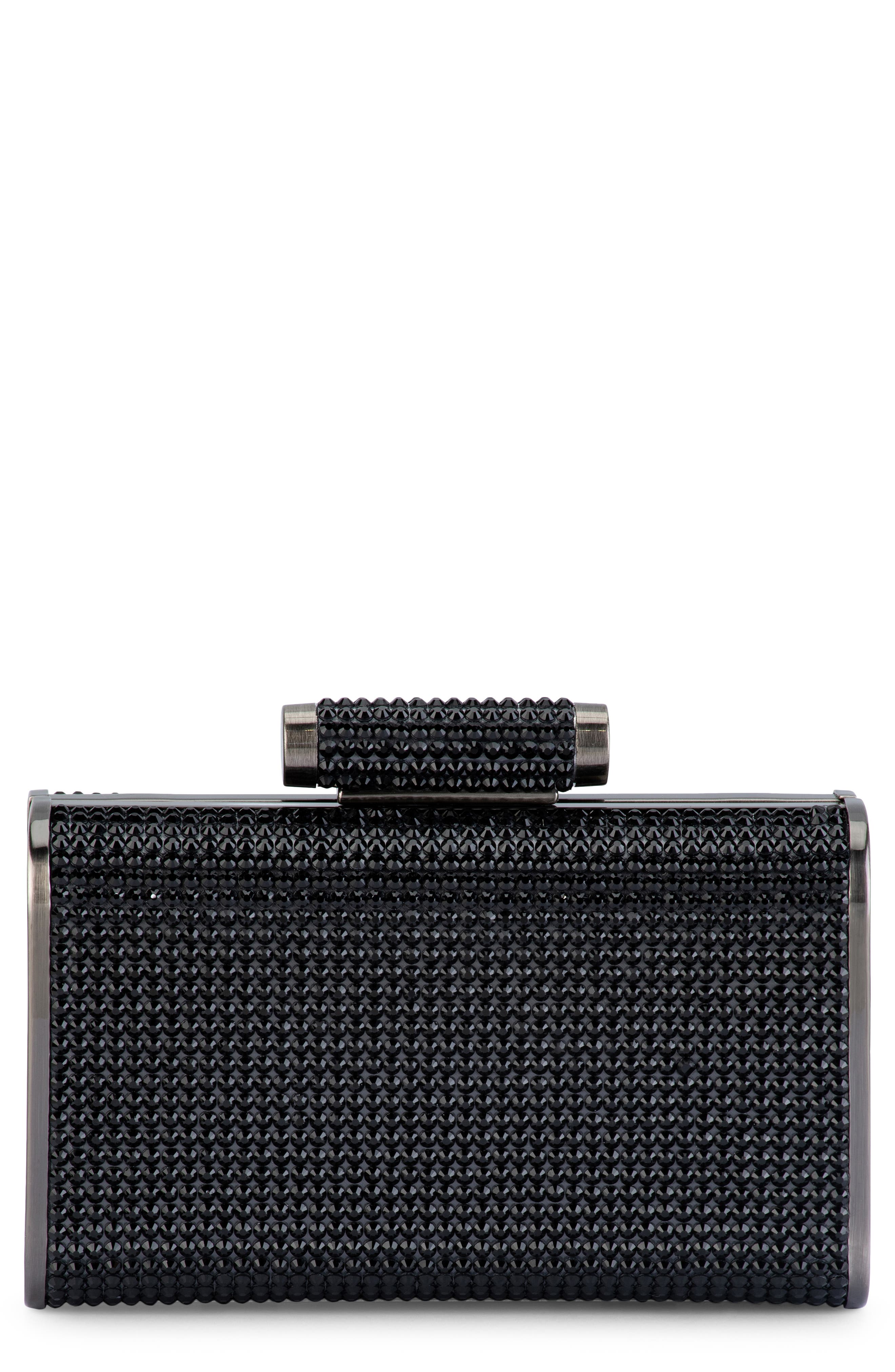 Olga Berg Bae Hot Fix Crystal Frame Clutch, Main, color, 