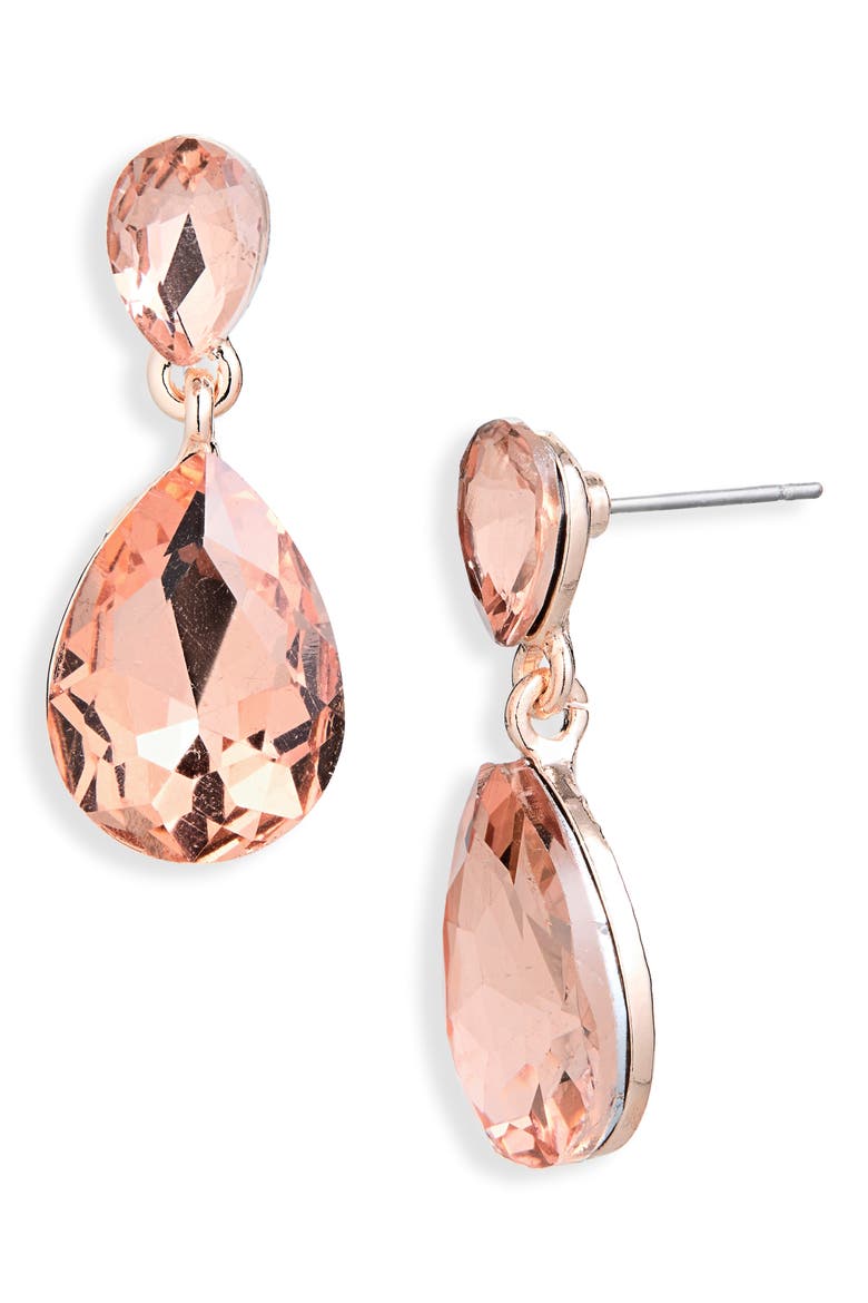 Crystal Drop Earrings, Main, color, TOPAZ