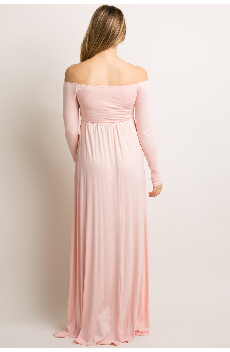 PinkBlush Tall Solid Off Shoulder Maternity Maxi Dress, Alternate, color, Pink