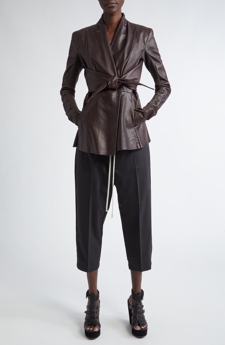 Rick Owens Strutter Leather Jacket, Alternate, color, Mahogany