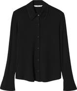 MANGO Long Sleeve Button-Up Top