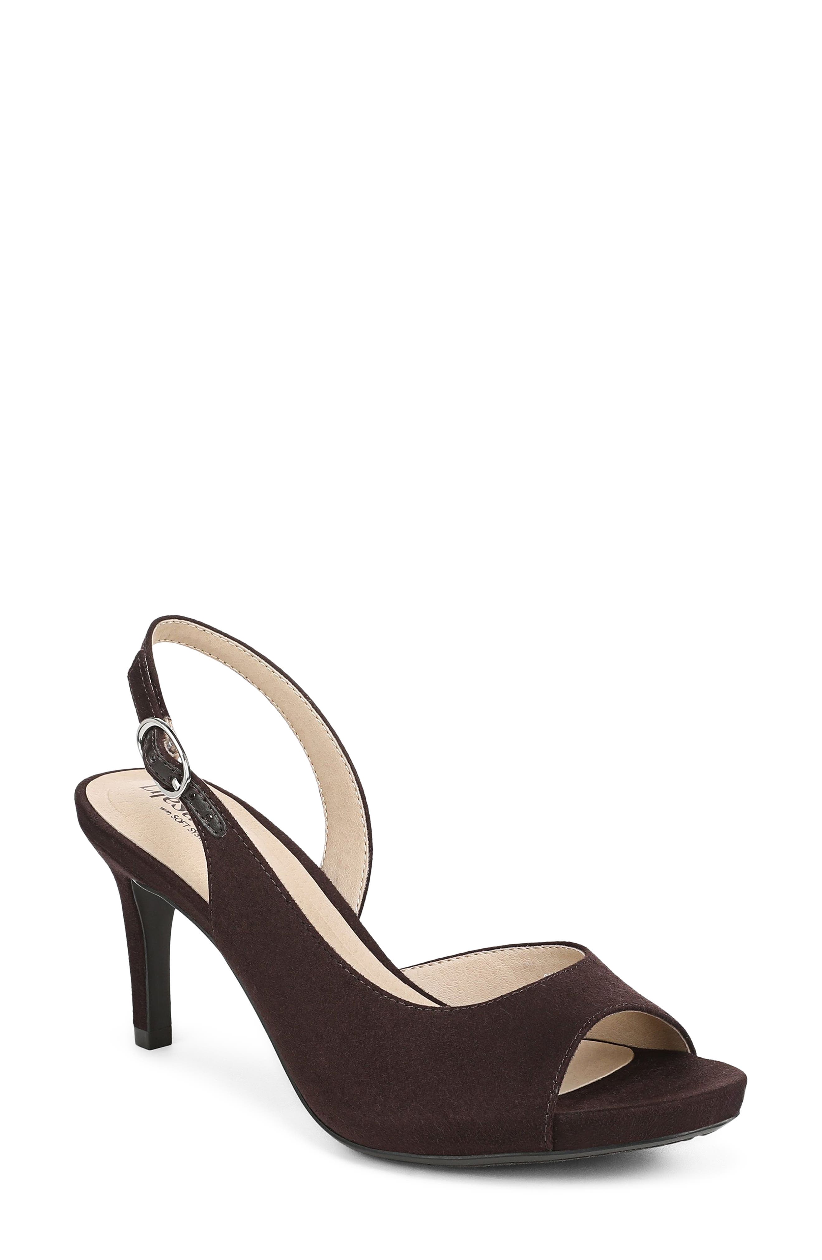 LifeStride Teller Slingback Half d'Orsay Platform Sandal, Main, color, Dark Chocolate