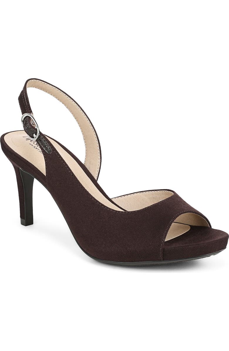 LifeStride Teller Slingback Half d'Orsay Platform Sandal, Main, color, Dark Chocolate