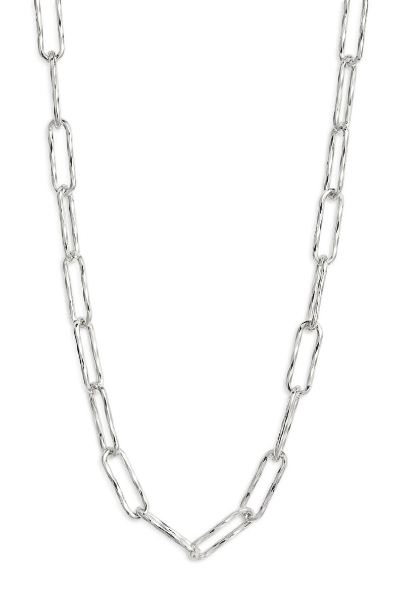 Nordstrom Hammered Paper Clip Chain Necklace, Main, color, Silver