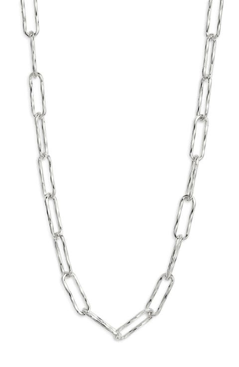 Hammered Paper Clip Chain Necklace