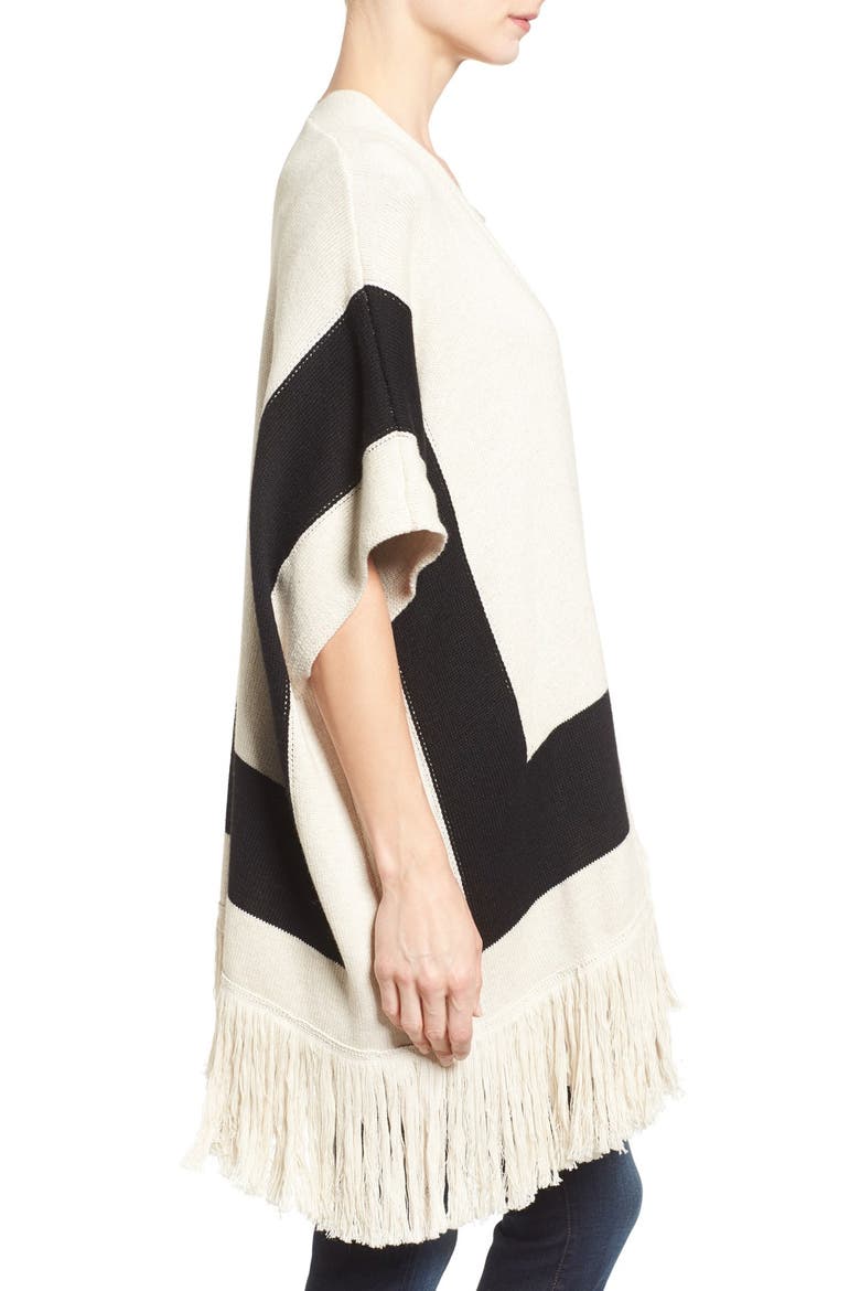 Colorblock Knit Fringe Kimono, Alternate, color, WHITE