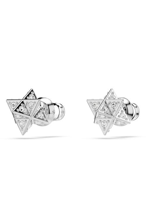 Swarovski Dextera Pierced Earrings Star Rhodium Shiny Crystal In Metallic