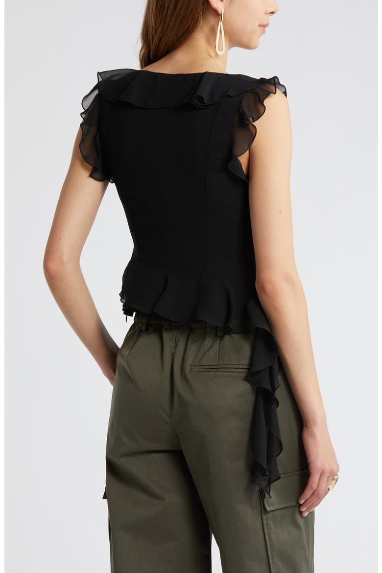 Sleeveless Ruffle Top, Alternate, color, BLACK