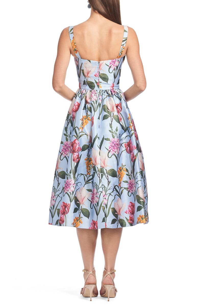 Sachin & Babi Olena Floral Mikado Cocktail Dress, Alternate, color, Glacial Blue Blossoms