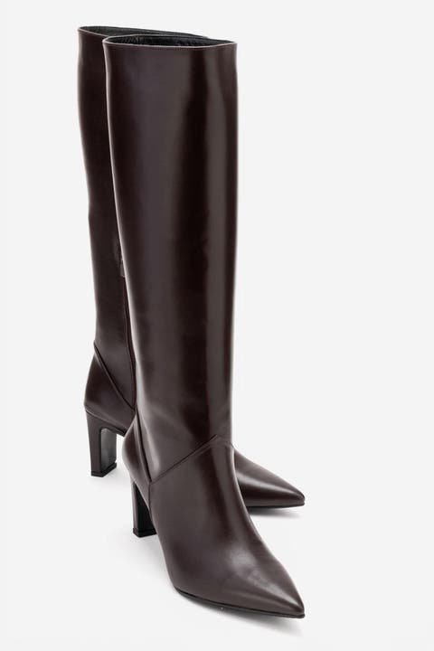 Merla Leather Block Heel Boot (Women)