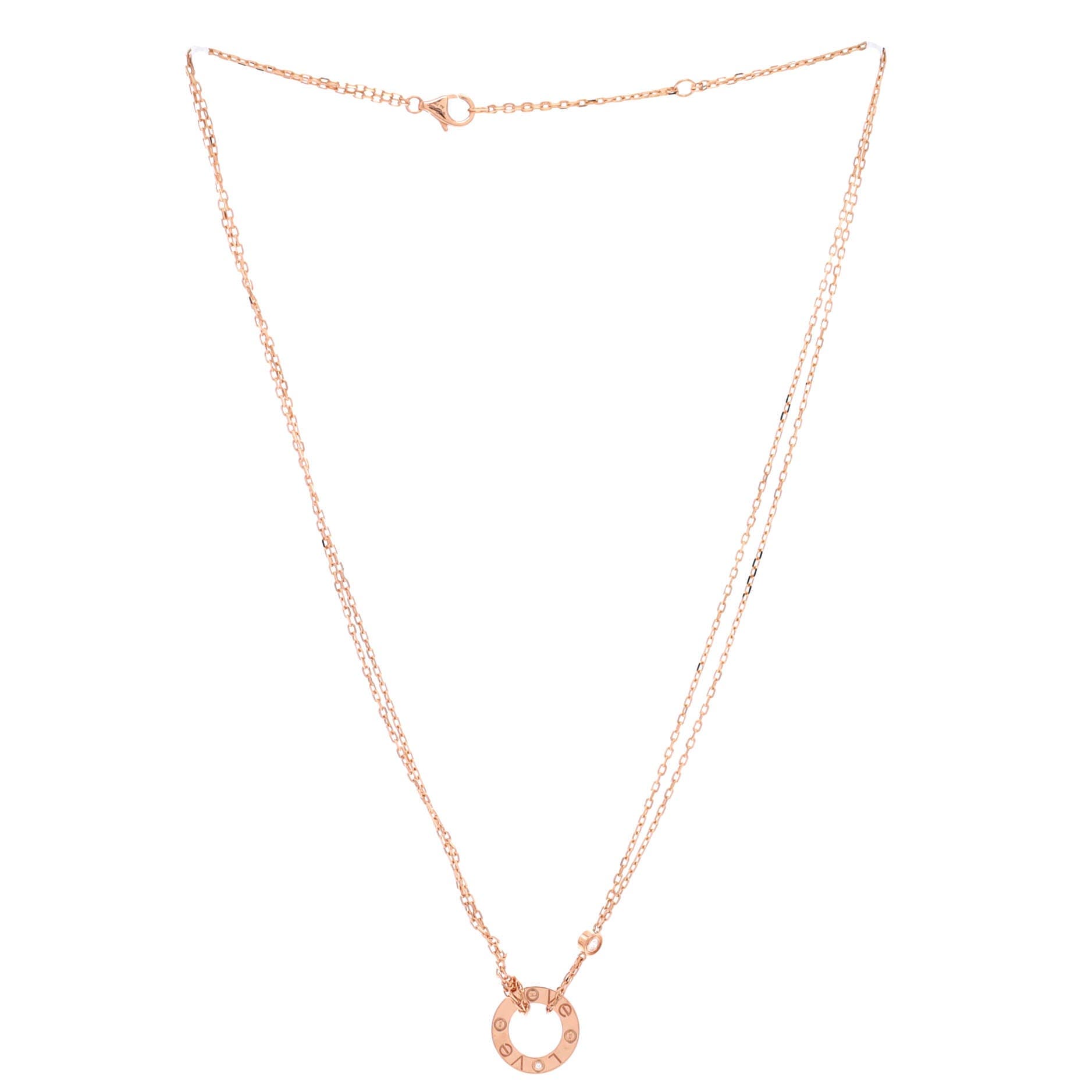 2 Diamonds Love Pendant Necklace 18K Rose Gold and Diamonds, Alternate, color, Metallic Gold