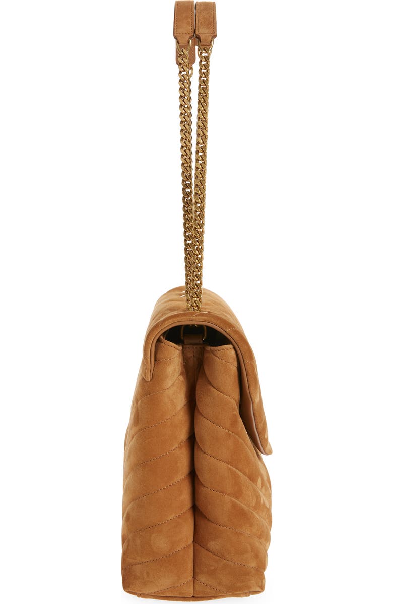 Saint Laurent Medium LouLou Quilted Suede Shoulder Bag, Alternate, color,