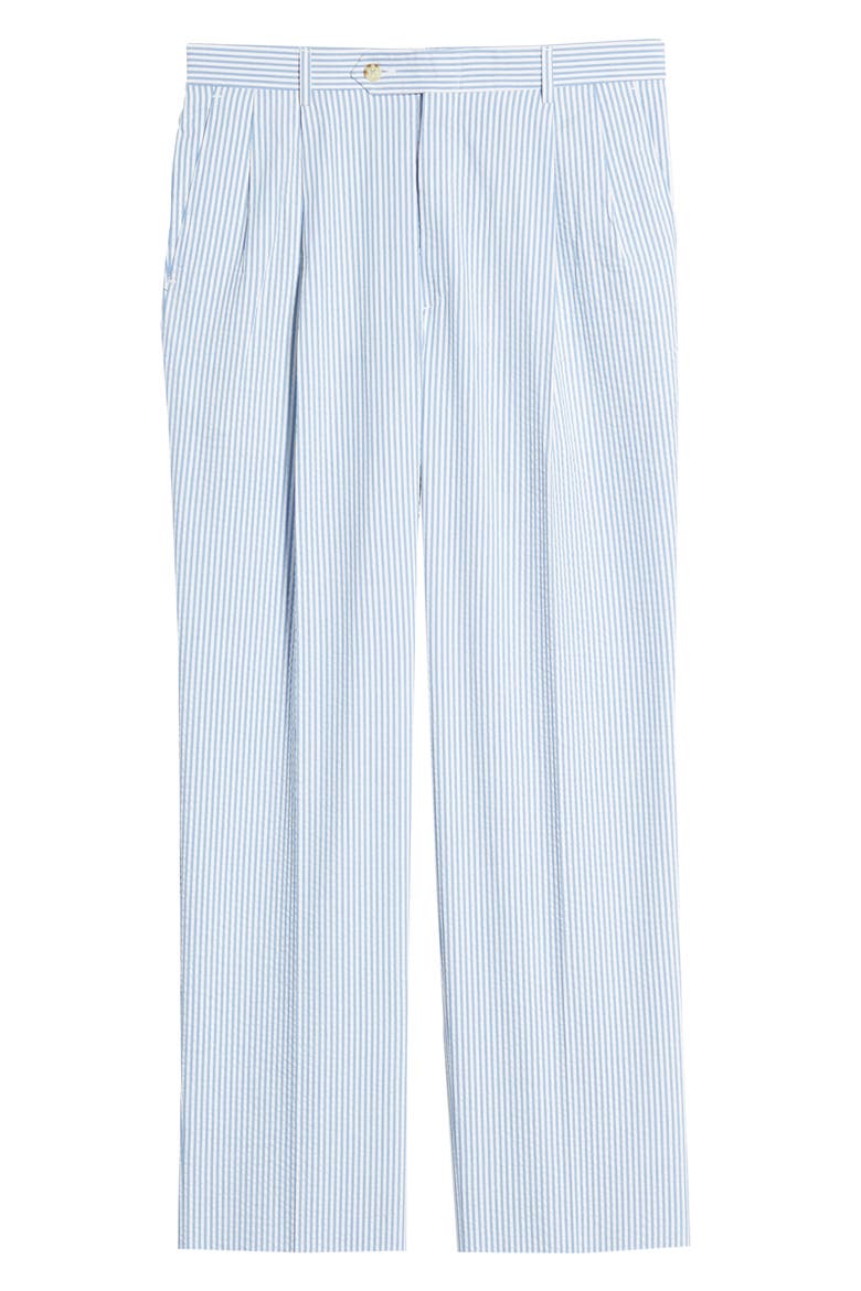 Pleated Seersucker Cotton Dress Pants, Alternate, color, LIGHT BLUE